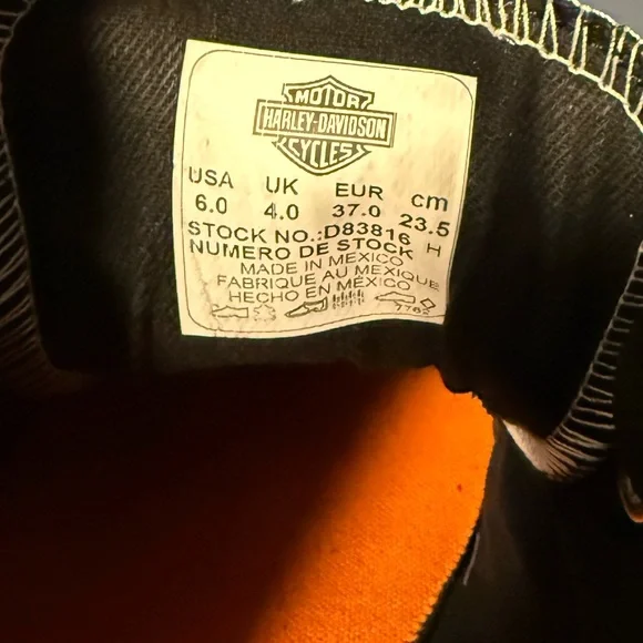 Harley-Davidson “Zia” Women’s Back & Orange Low Top Sneakers Size 6 - Picture 8 of 8
